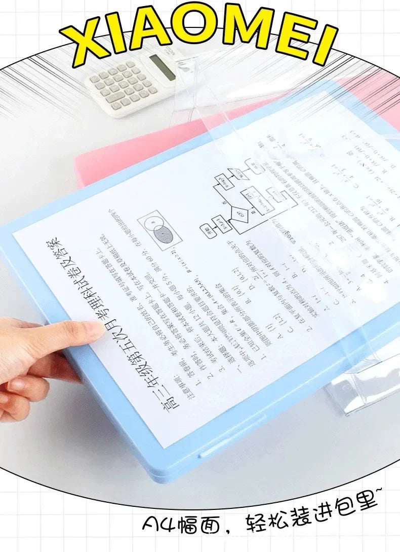 A4 Transparent File Box High Aesthetic Student Test Paper Simple Large Capacity Storage Box Writing Board Office Supplies