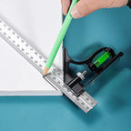 Functional Combination Adjustable Right Angle Ruler and Protractor, Movable Measuring Tool Measuring Instrument