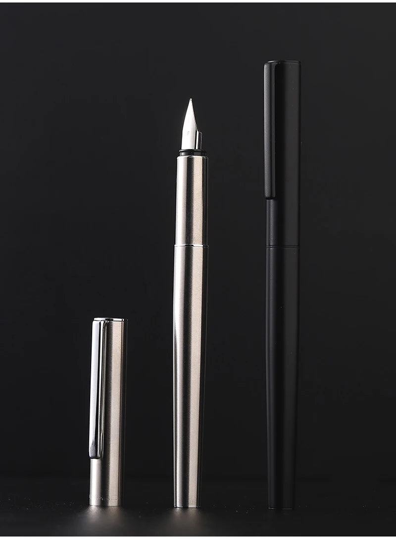 High Quality 0.38mm Extra Fine Nib Fountain Pen Stainless Steel Extremely Black Metal Business Office Writing Calligraphy Pens