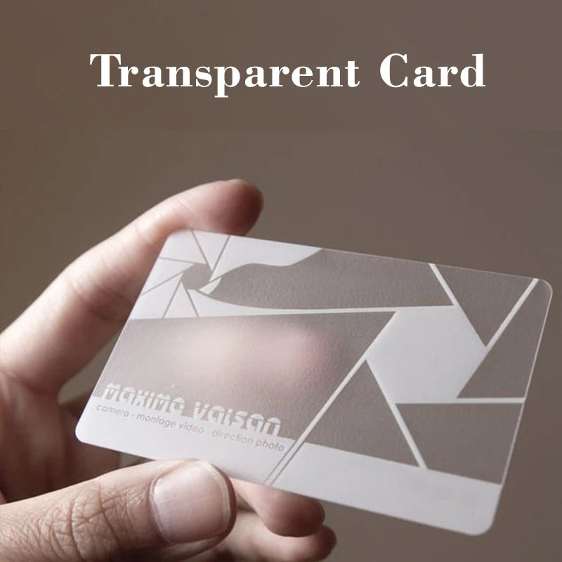 Custom Transparent PVC Business Cards White Ink Print Thank You Cards One Side Print Free Design Round Corner Office Supplies