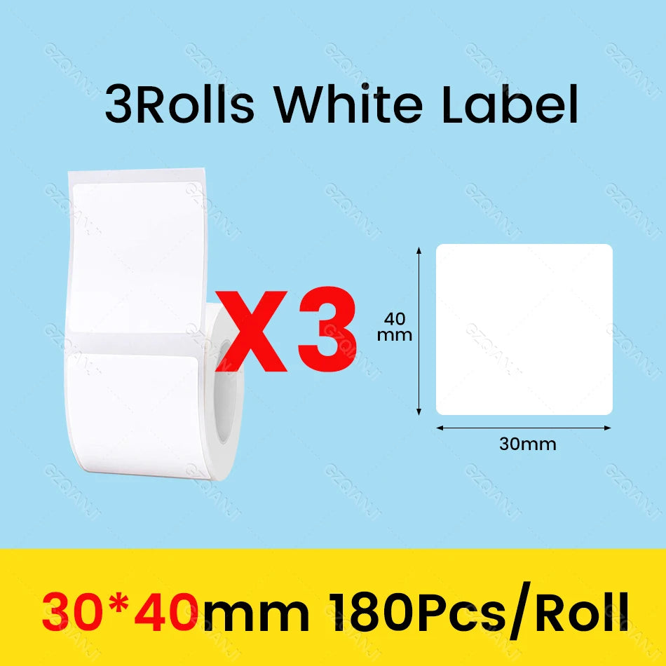 3/5/10 Rolls NiiMbot B21 B1 Label Printer Paper Roll Waterproof Anti-Oil Tear-Resistant Price Tag Pure White Sticker Papers