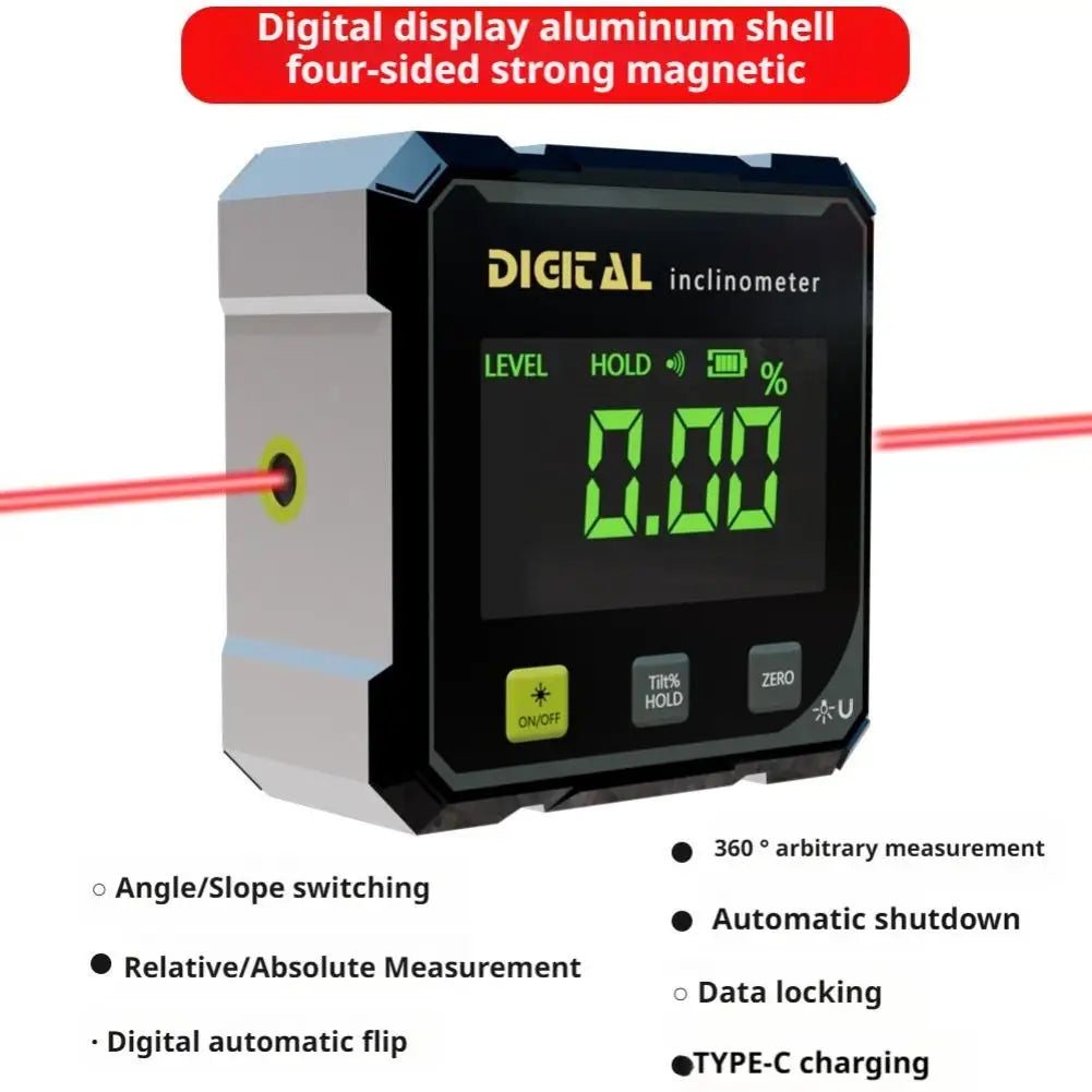 Digital Level Angle Finder Box 360 Degree Measurement Professional Protractor Inclinometer Dual Magnetic Electronic Level Gauge