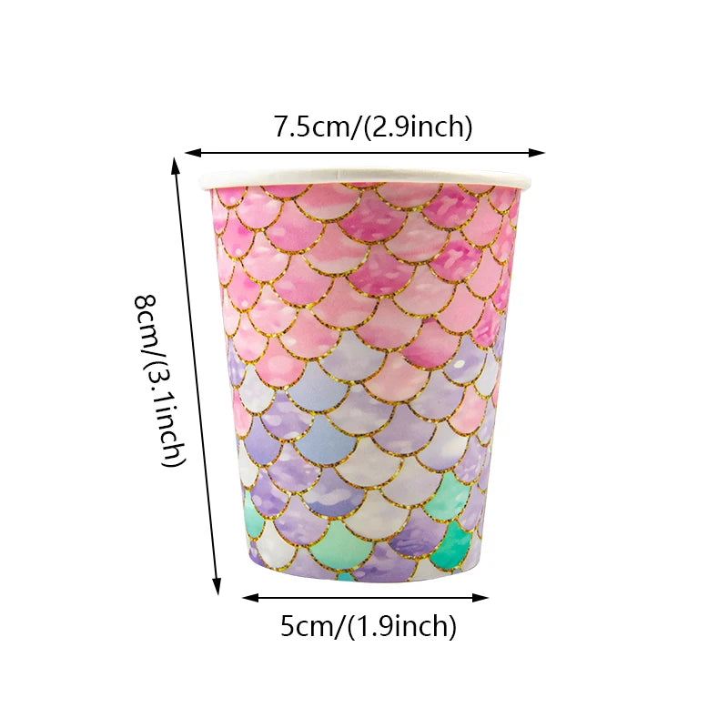 Mermaid Party Decorations Supplies Mermaid Disposable Plates Cup Napkins Set for Girls Baby Shower Mermaids Princess Birthday