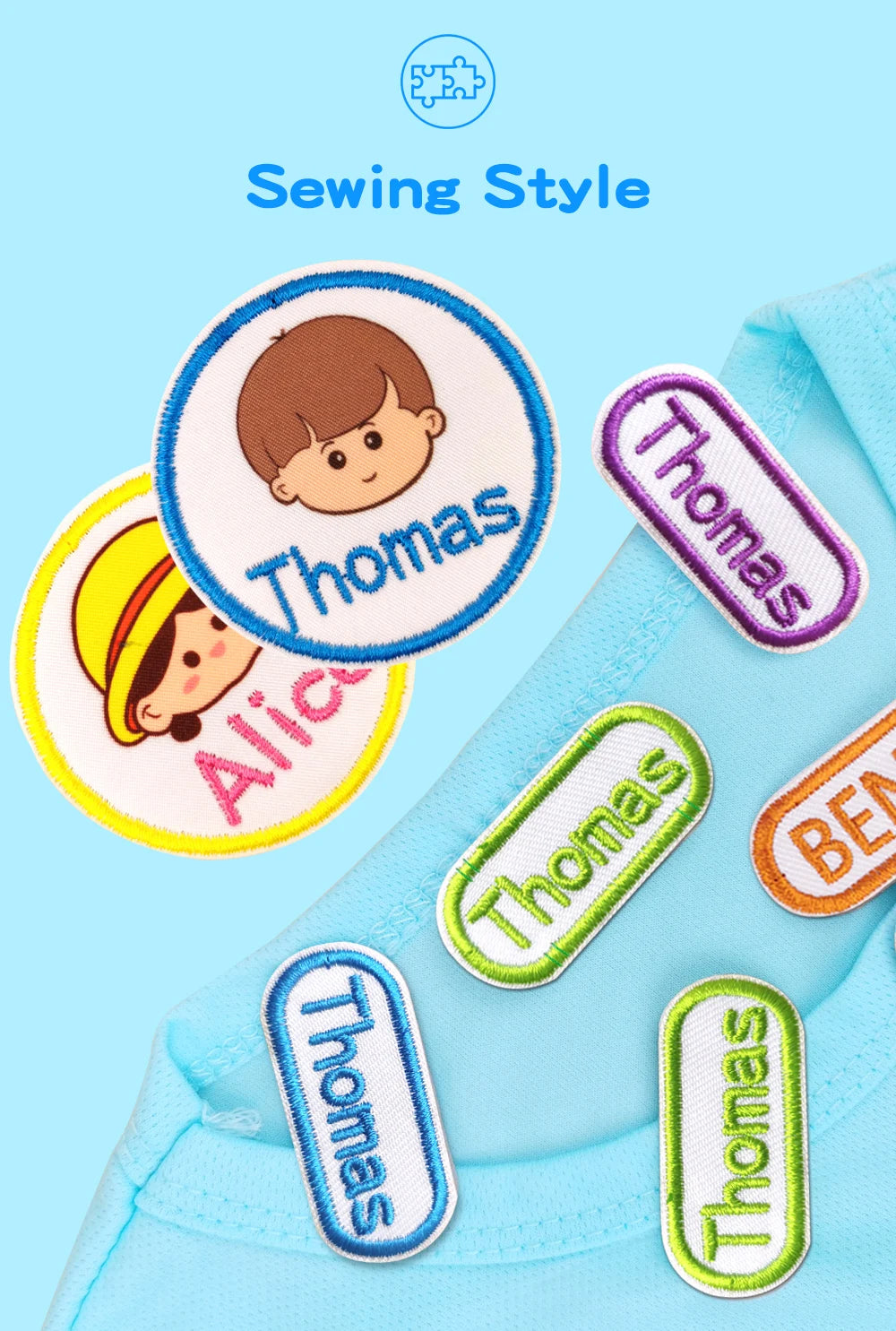 Custom Thermal Embroidery Iron Name Tag Sticker Personalized Washable Sewing Clothing Children Stickers Clothes Babysuit Labels