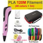 New 3D Pen 3D Printing Pen for Children 1.75mm PLA Filament DIY Drawing Birthday Christmas Gifts for Kids with Travel Case
