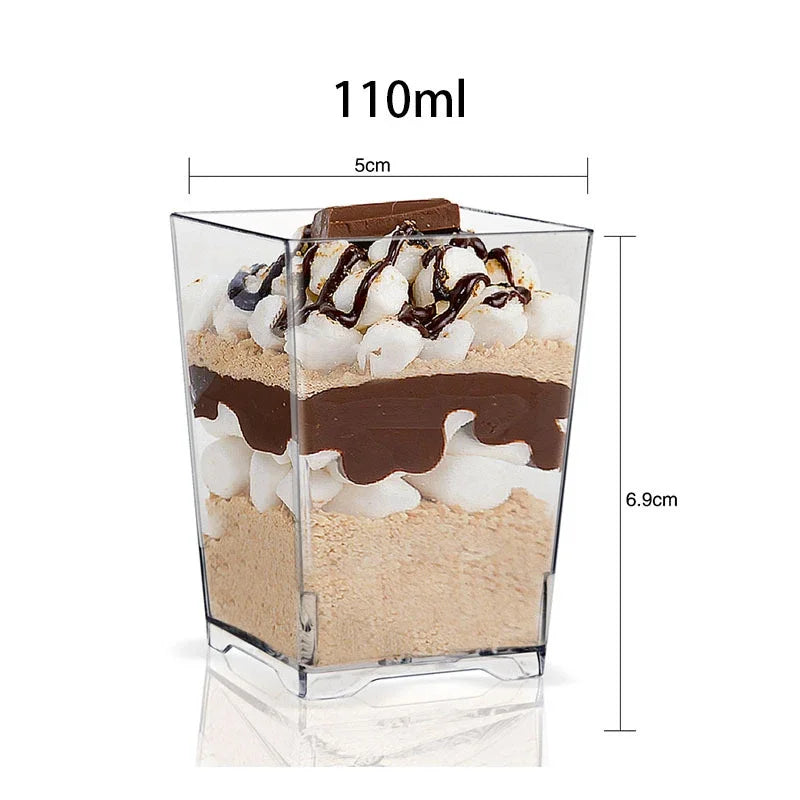 Disposable Plastic Mousse Cup Mini Ladder Shaped Pudding Dessert Cup for Hotel Party and Sweet Shop Disposable Plastic Cups