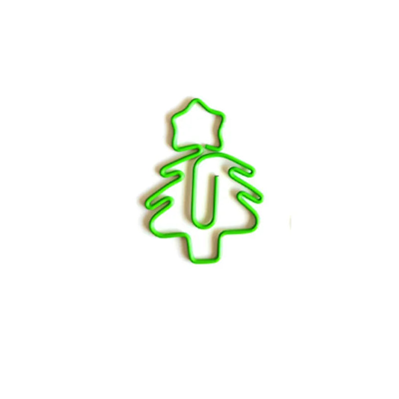 50/30pcs Christmas Tree Metal Material Bell Elk Shape Paper Clips Funny Kawaii Bookmark Office School Stationery Marking Clips