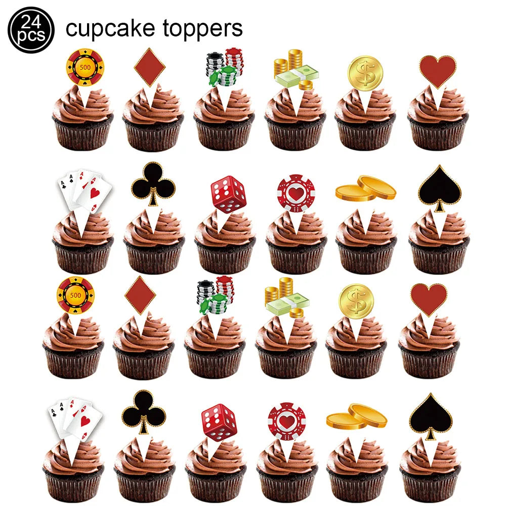 Casino Party Supplies for Men/Adults Poker Paper Plates Cups Napkins Straws for Poker Night Las Vegas Party Decorations