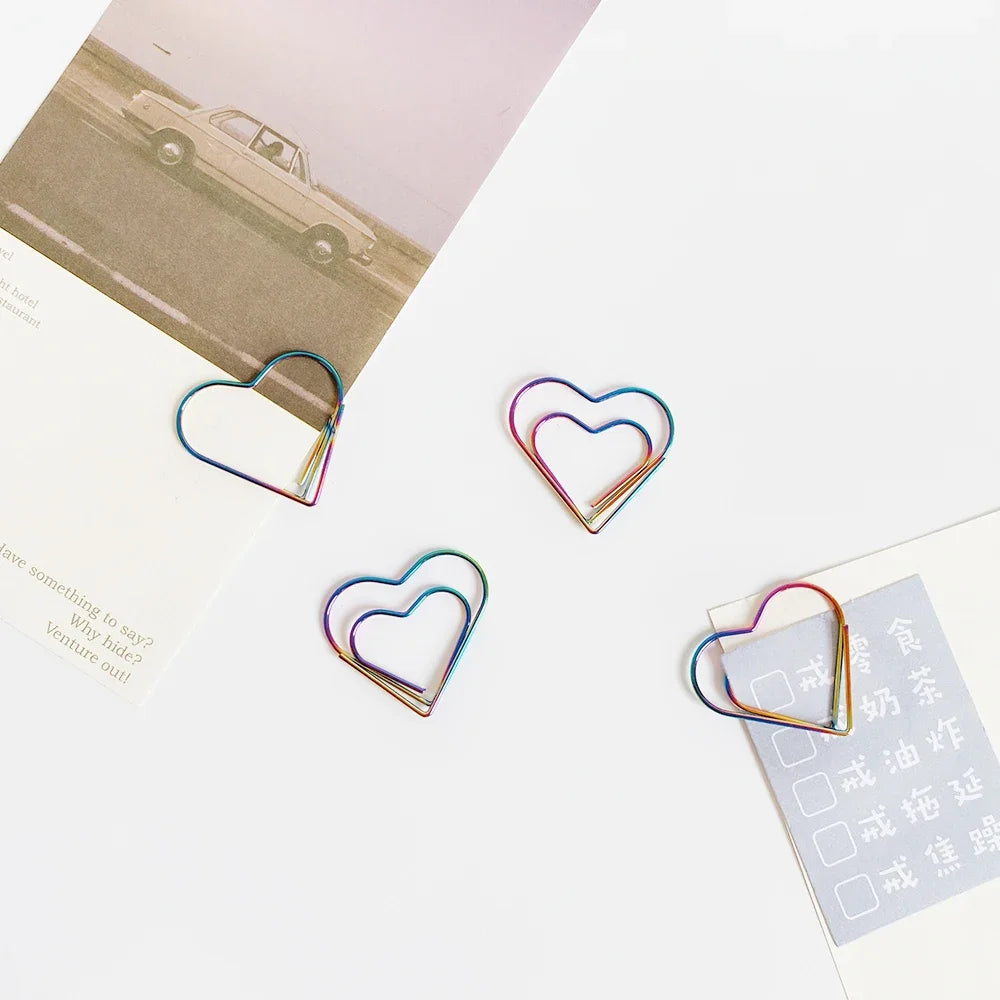 30/50pcs Heart Metal Paper Clips Binder Clip Mini Bookmark Book Binding Note Decor Stationery School Office Binding Supplies