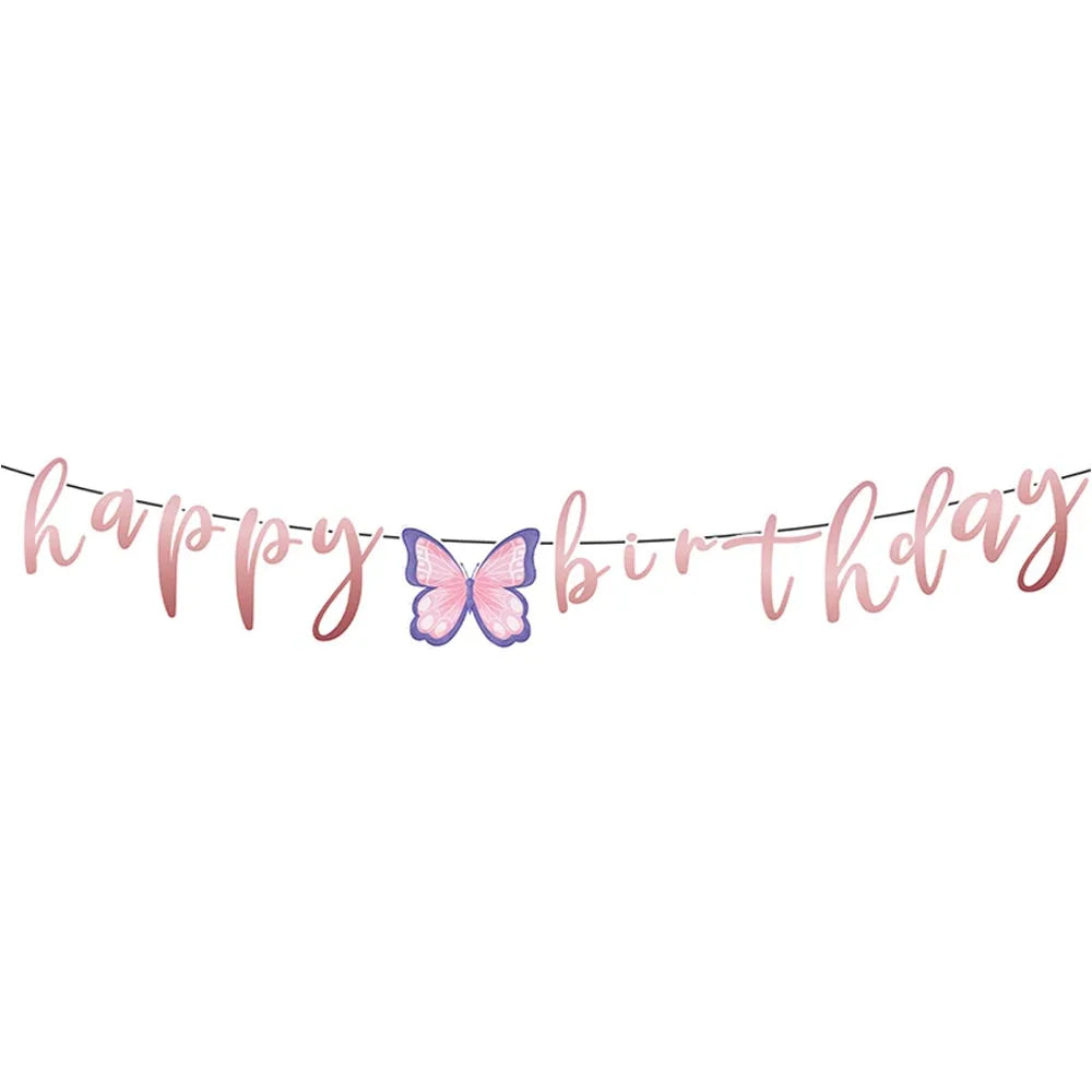Butterfly Birthday Party Decoration Disposable Party Plates Cup Napkin Tablecloth Butterfly Knìfe Birthday Decoration Baby Showe