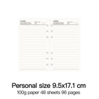 High Quality Ring Binder Notebook A5 Personal A6 A7 A8 Size Insert Refills Loose Leaf Spiral Diary Planner Inner Core 100g Paper