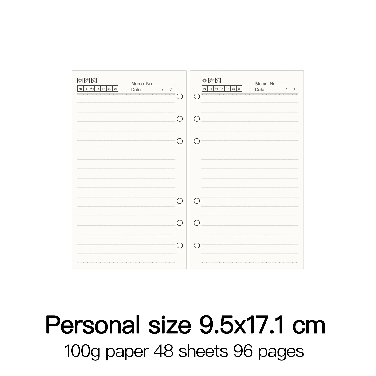 High Quality Ring Binder Notebook A5 Personal A6 A7 A8 Size Insert Refills Loose Leaf Spiral Diary Planner Inner Core 100g Paper