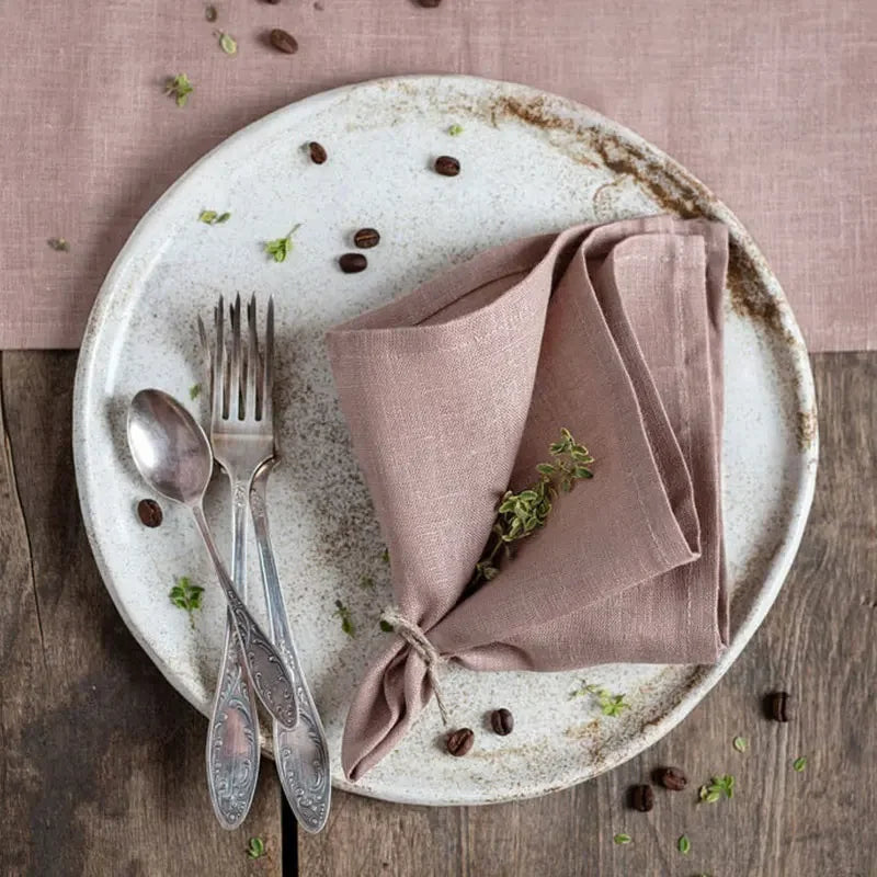 High Quality 100% Linen Napkins Restaurant Wedding Dinner Solid Color Cloth Pure Linen Classical Custom Home Table Napkin