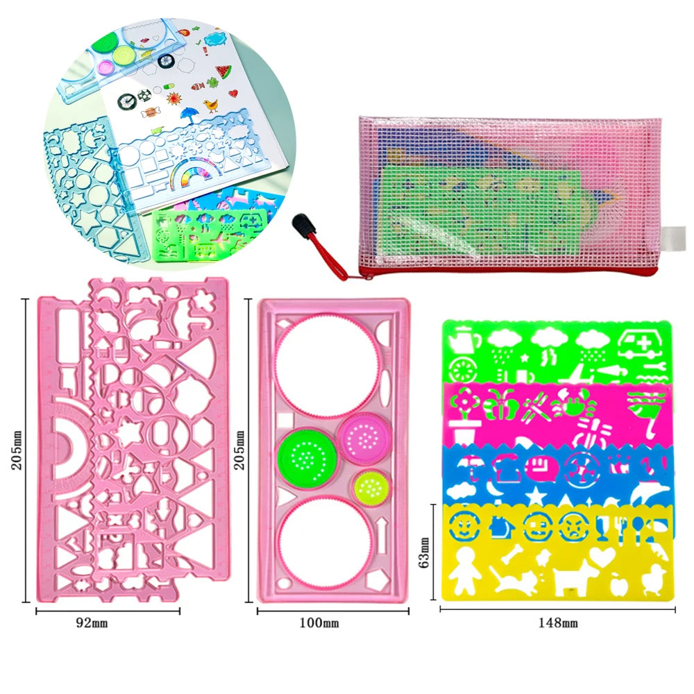 7-in-1 Spirograph Stencil Drawing Ruler Set For Children