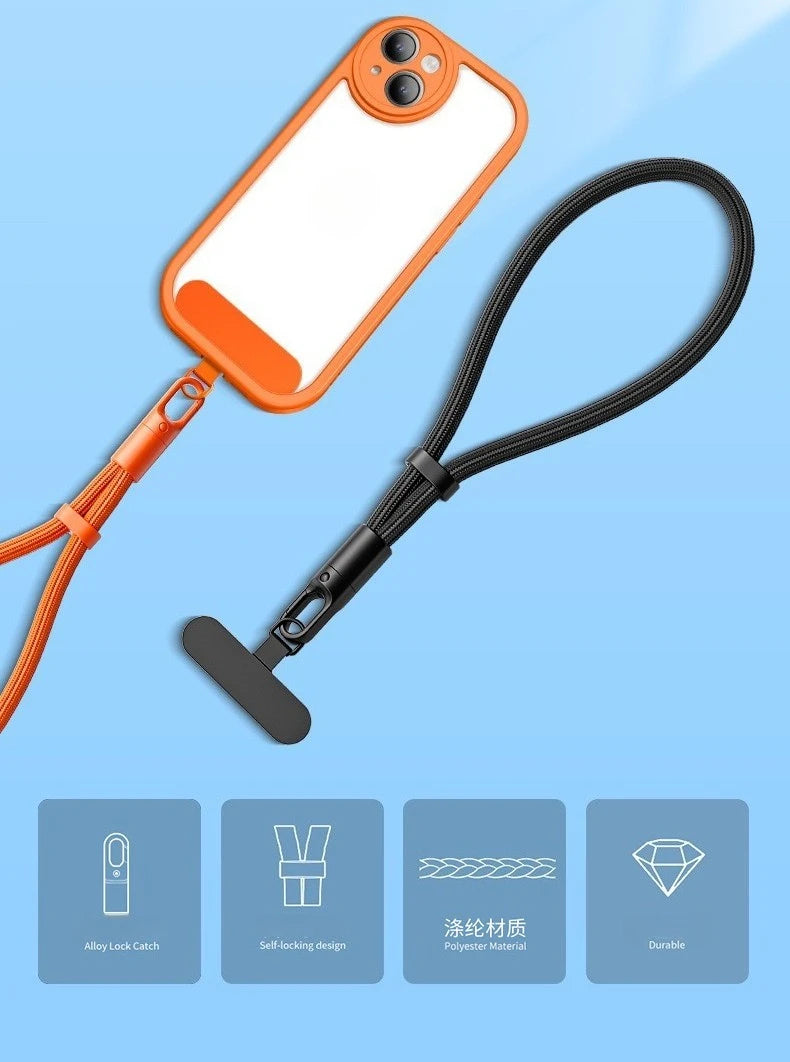 1pc Universal Adjustable Mobile Phone Lanyard Short Wrist Strap with Self-locking Anti-drop Design Durable Polyester Phone Strap