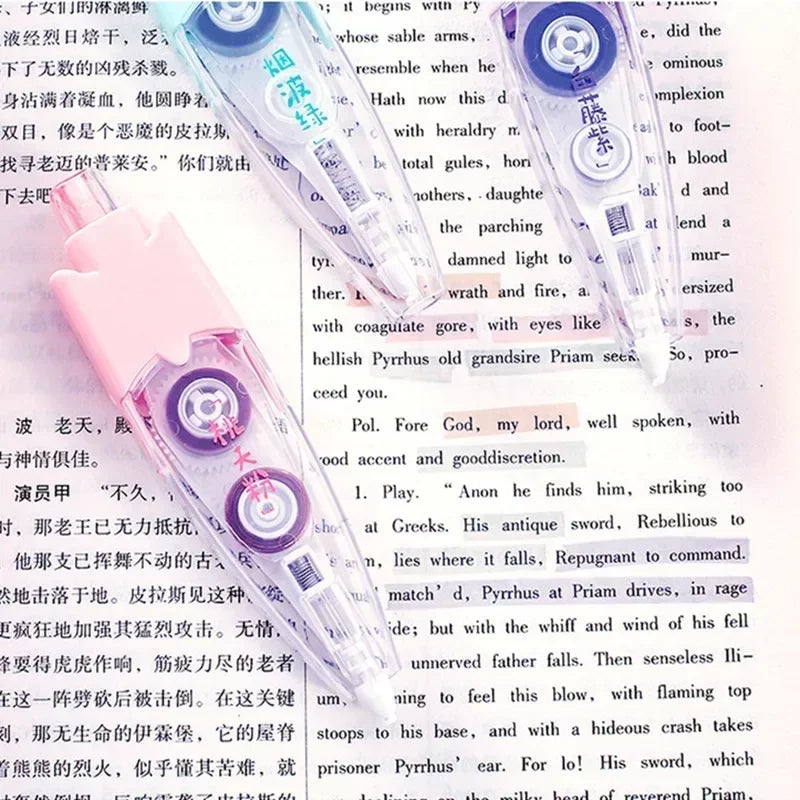 Press Type Hightlighter Tapes Candy Color Decorative Letters Correction Tape Erasable Scrapbook Marker Correction Tape Student