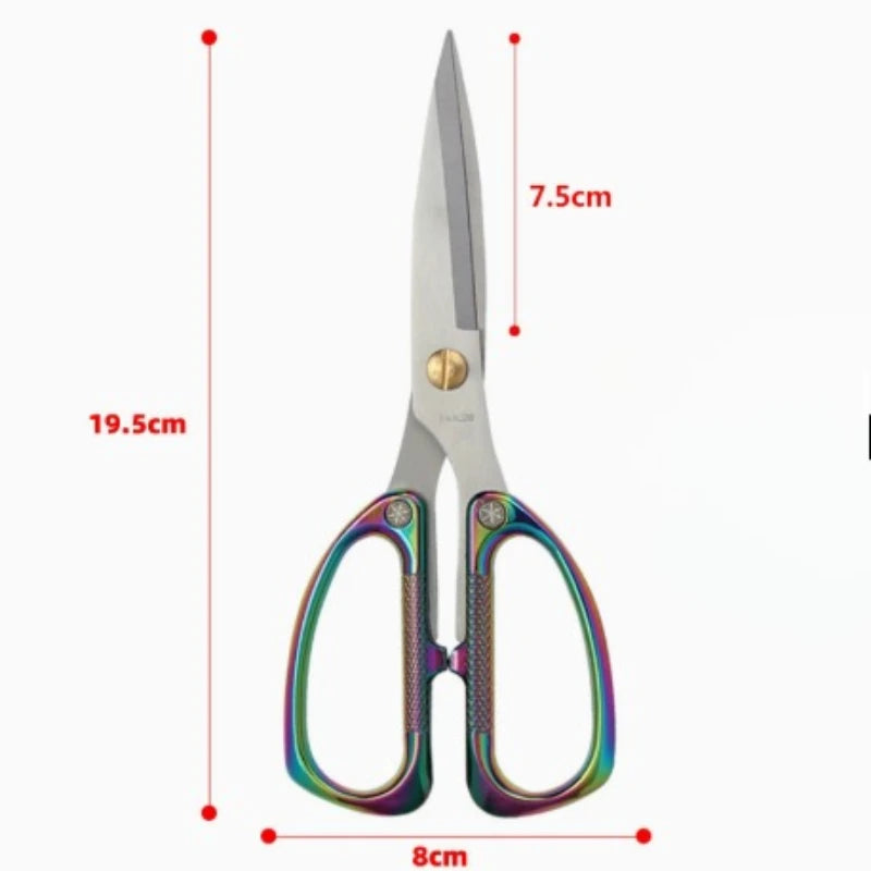 Multi-Purpose Diamond Pattern Stainless Steel Household Scissors Alloy Handle Powerful Shears for Home Craft Office Use