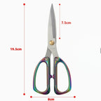 Multi-Purpose Diamond Pattern Stainless Steel Household Scissors Alloy Handle Powerful Shears for Home Craft Office Use