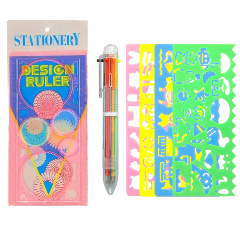 Multi Shaped Painting Ruler Spirograph Magic Drawing Template Oval Geometric Curve Pattern Multifunctional Stationery Gifts ZYF