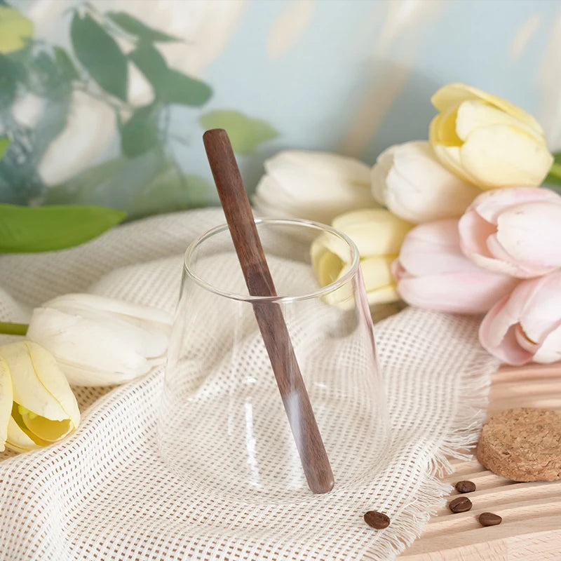 3-piece natural walnut wood coffee stirrer set, reusable, kitchen beverage stirring spoon, butter spreader, coffee equipment set