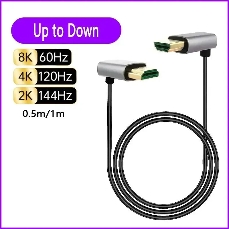 8K 90 degree HDMI-Compatible 2.1V Cable Cord 8K 60Hz 4K 120Hz 48Gbps EARC ARC HDCP Ultra High Speed HDR for Projector PS4 PS5