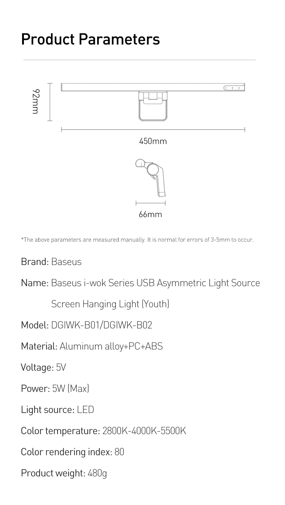 Baseus LED Desk Lamp Screen Light PC Computer Laptop Hanging LED Bar Light Table Lamp LCD Monitor Lamp Study Reading USB Light