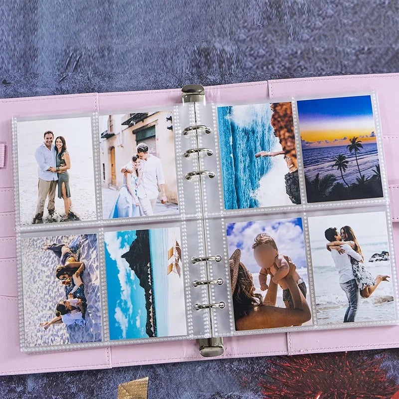 A5 Notebook Photocard Binder 25pcs Page(4 Grids)  PU Leather Loose Leaf Organizer Photo Binder Book Kpop Photo Albums Idol Cards