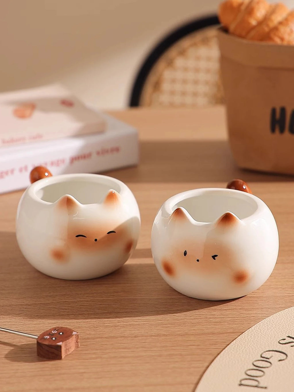 1Pc Siamese Cat Coffee Cup, Creative Cute Kitten Mug, High-Quality Exquisite Cup, Suitable for Coffee Shop Latte Art, Office, Living Room, Home, Bedroom Drinking Cup, Afternoon Tea Flower Tea Black Tea Cup, Gift