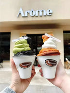 50pcs Disposable Biodegradable Paper Cup 300ml Ice Cream Tiramisu Handheld Cup with Lid White Eco-friendly Dessert Packaging Mug