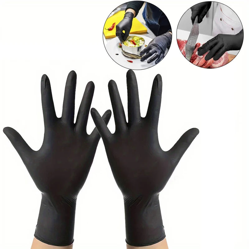 Portable Black Composite Nitrile Rubber High-Elasticity Disposable Gloves Food Work Latex Gloves Cleaning Waterproof Gloves