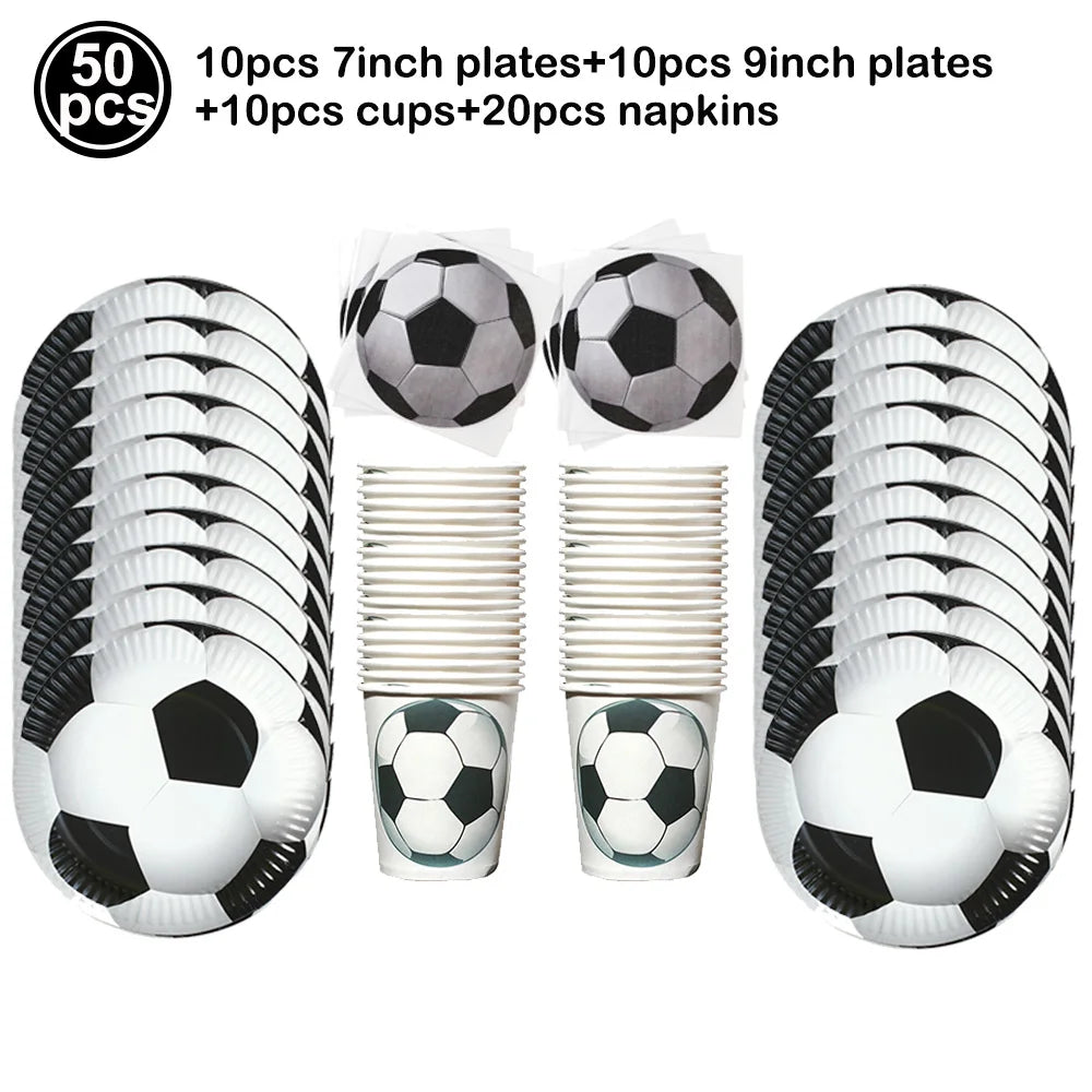 Soccer Party Disposable Tableware Paper Plates Cups Napkins Tablecloth Soccer Birthday Party Decoration