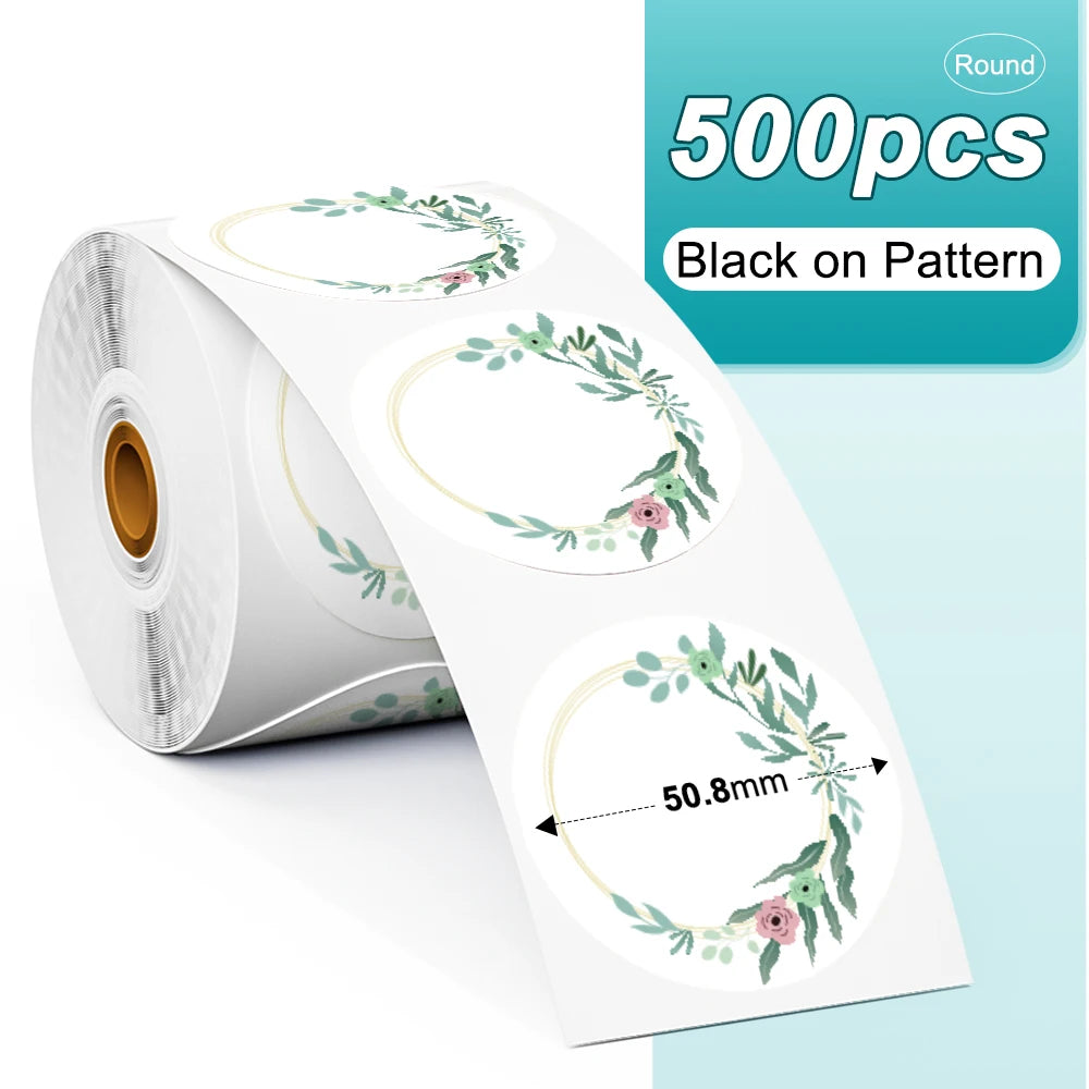 Phomemo PM241 Shipping Printer Label Sticker Round Paper Square Label Rainbow Color for DIY Logo Design Small Business Adress