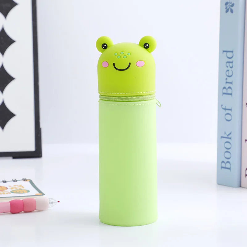1PCS Kawaii Animals Silicone Telescoping Pencil Case Student Large Capacity Stationery Bag Giraffe/ Bee/Panda Learn Stationery