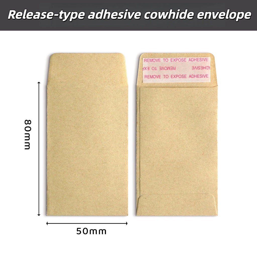 50PCS Thick Yellow Self Seal Kraft Envelopes Self Adhesive Cash Security Envelopes for Coins Seeds Cards Stamps Storage
