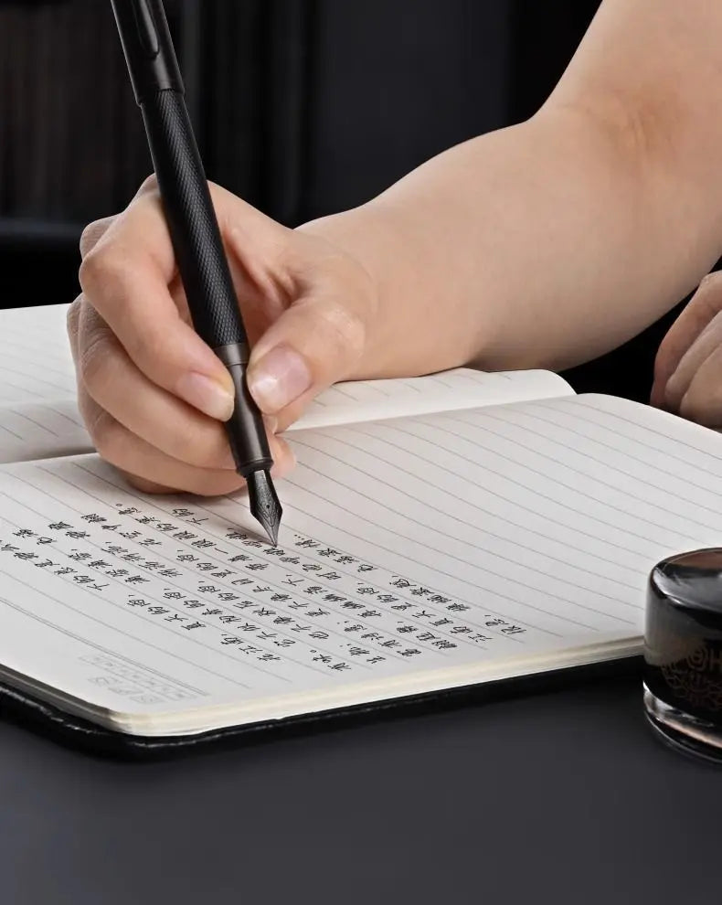 HERO Black Forest Metal Fountain Pen Titanium Black Extra Fine Nib 0.38/0.5mm Students Practice Calligraphy Writing Gift Pen