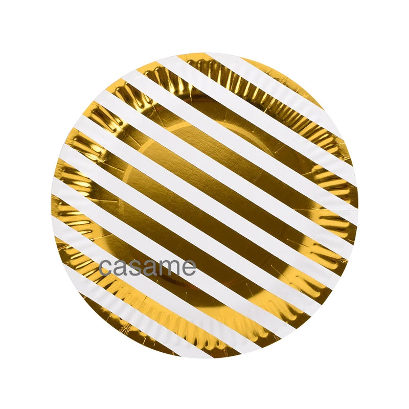 Pink Blue Stripe Dot Disposable Tableware Sets Paper Cups Plate Straws Fork Disposable Sets Wedding Birthday Party Decorations