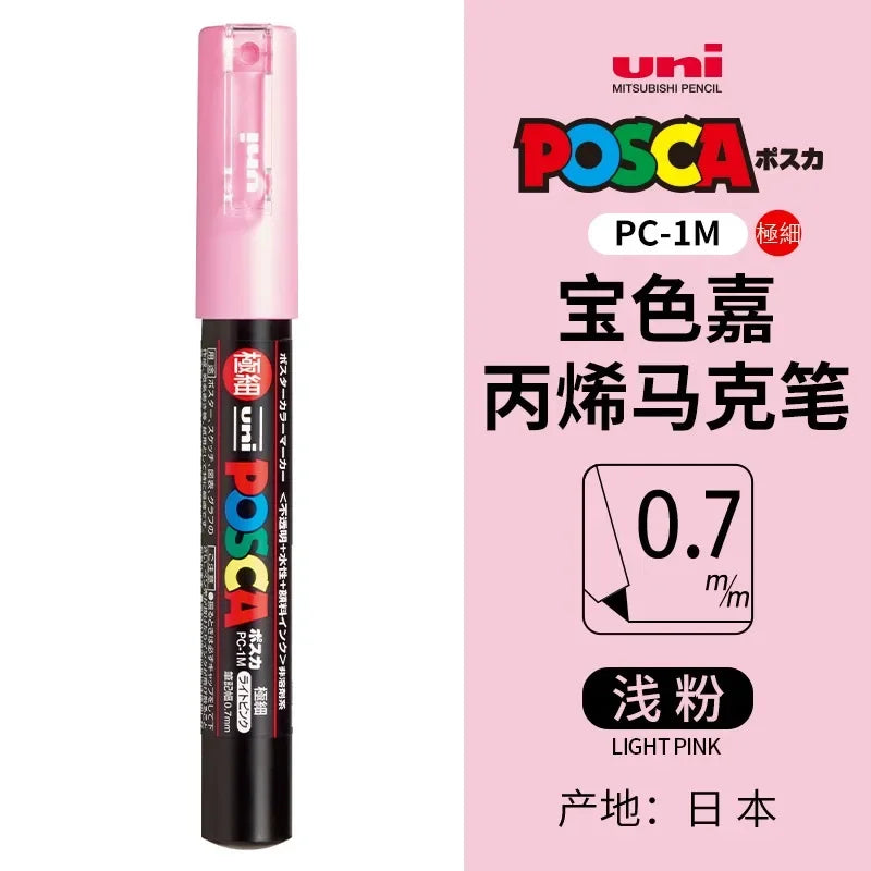 uni POSCA POP Water-Based Marker,Assorted Colors PC-1M/3M/5M 0.7~2.5mm Tips Professional Acrylic Paint Pen for Artists&Designers