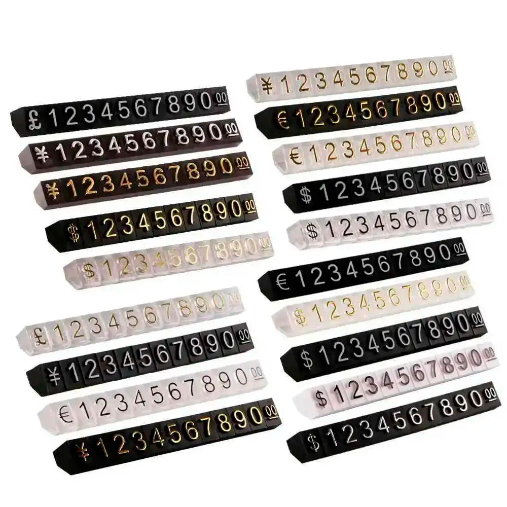 10pcs 9x6mm Adjustable Dollars Number Stand Watch Labels Cube Price Tags