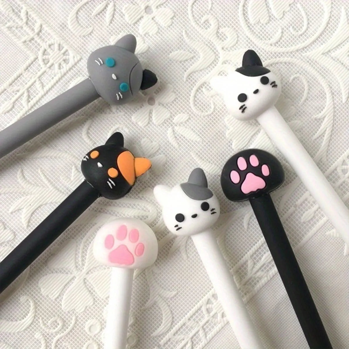 10pcs Kawaii Cat Paw Gel Pens, 0.5mm Ink Smooth Writing Pens, Cute Signature Pens for School, Office & Journaling, Random Styles