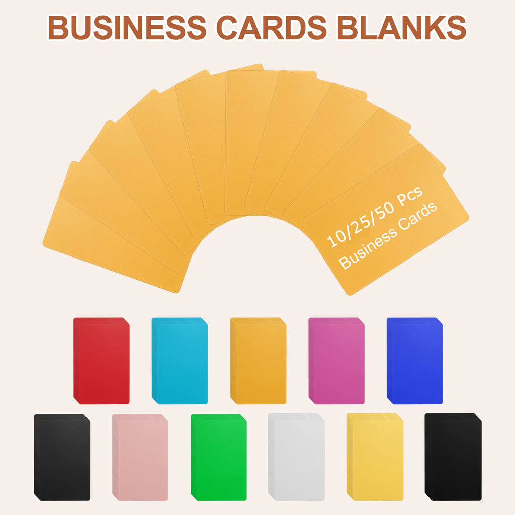 10/25/50Pcs Metal Business Cards Colored Finish Aluminum Blank Laser Engraving DIY Cards CNC Engraving Sheets for House Office
