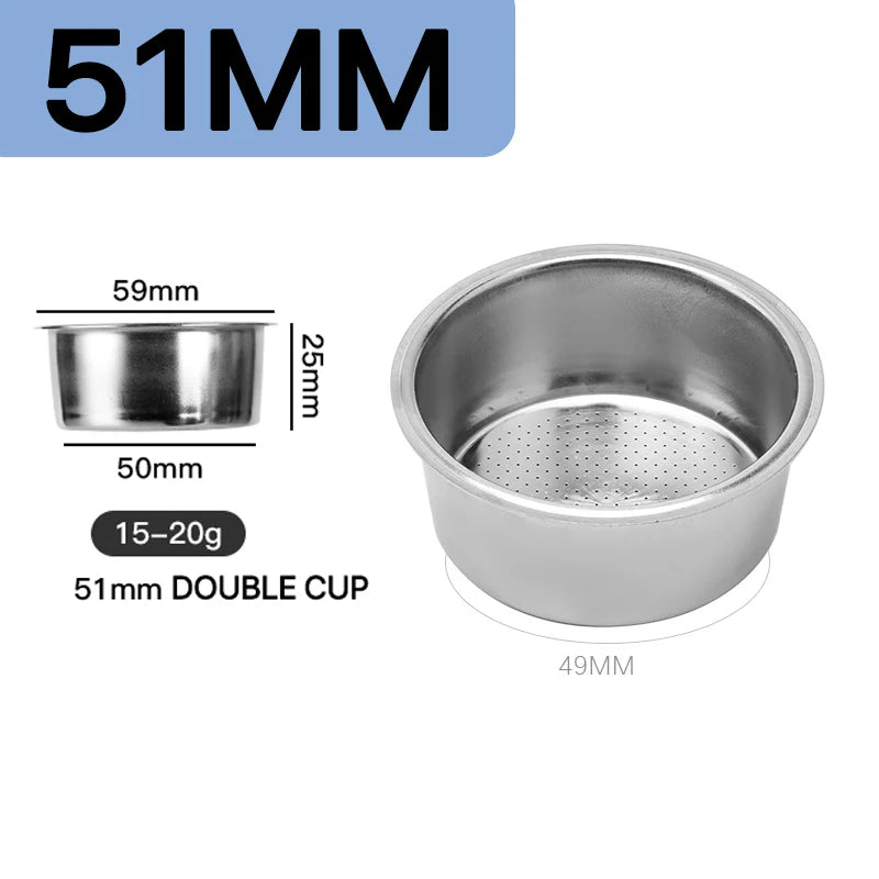 51mm 54mm 58mm Coffee Filter Basket Stainless Steel Coffee Powder Bowl Coffee Handle Bottomless Universal Coffee Powder Bowl