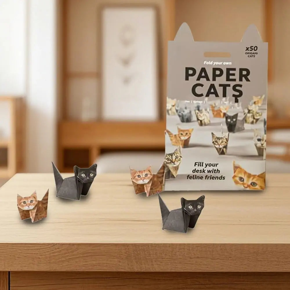 Creative DIY Paper Cats 50 Sheets DIY Origami Paper Handmade DIY Paper Cat Dog Dinosaur Fun Art Craft Folding Animal Folding Set
