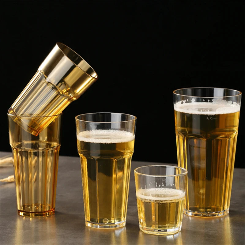 Acrylic Plastic Beer Mug PC Anti-fall Water Cup Heat-resistant Wine Glass Transparent Octagonal Cups KTV Bar Kitchen Restaurant