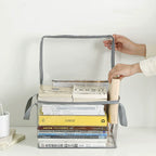 Foldable Transparent Storage Organizer Box Collapsible with Handle for Books Toys Office Supplies Dorm Classroom Home