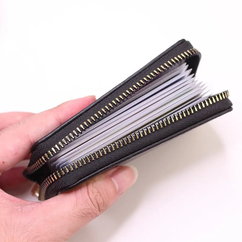 Compact Coin Purse Leather Business Credit Card Case Holder Travel Wallet for Women 20 Card Slots Small Card Pouch with