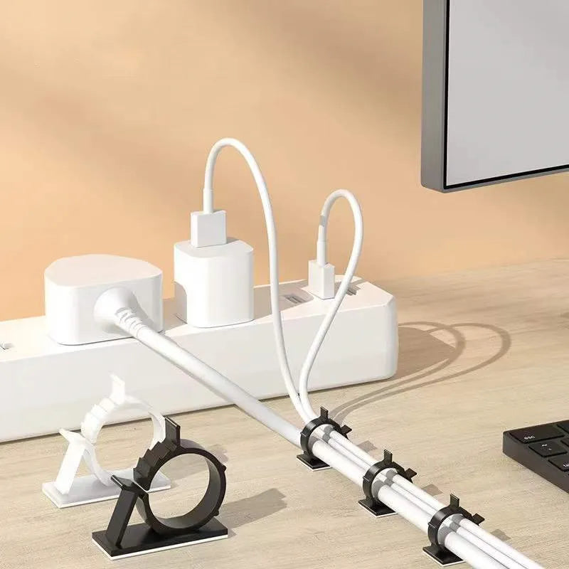 Adjustable Cable Organizer Self Adhesive Cable Clips Table Cable Management Cord Holder For Car PC TV Charging Wire Winder Clamp