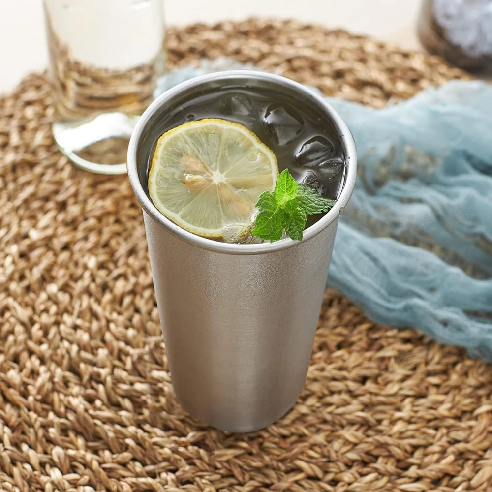 5 Pack Stainless Steel Cups Pint Cup Tumbler Metal Cups Stackable Cup 350ml Metal Drinking Glasses for Travel Outdoor Camping