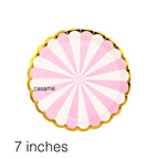 Pink Blue Stripe Dot Disposable Tableware Sets Paper Cups Plate Straws Fork Disposable Sets Wedding Birthday Party Decorations