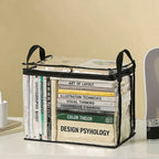 Foldable Transparent Storage Organizer Box Collapsible with Handle for Books Toys Office Supplies Dorm Classroom Home