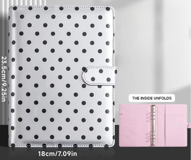 New A5 PU Leather Binder Cover with Magnetic Buckle Closure, 6 Ring Personal Notebook for Organizing Planner, Photo Card Sleeves